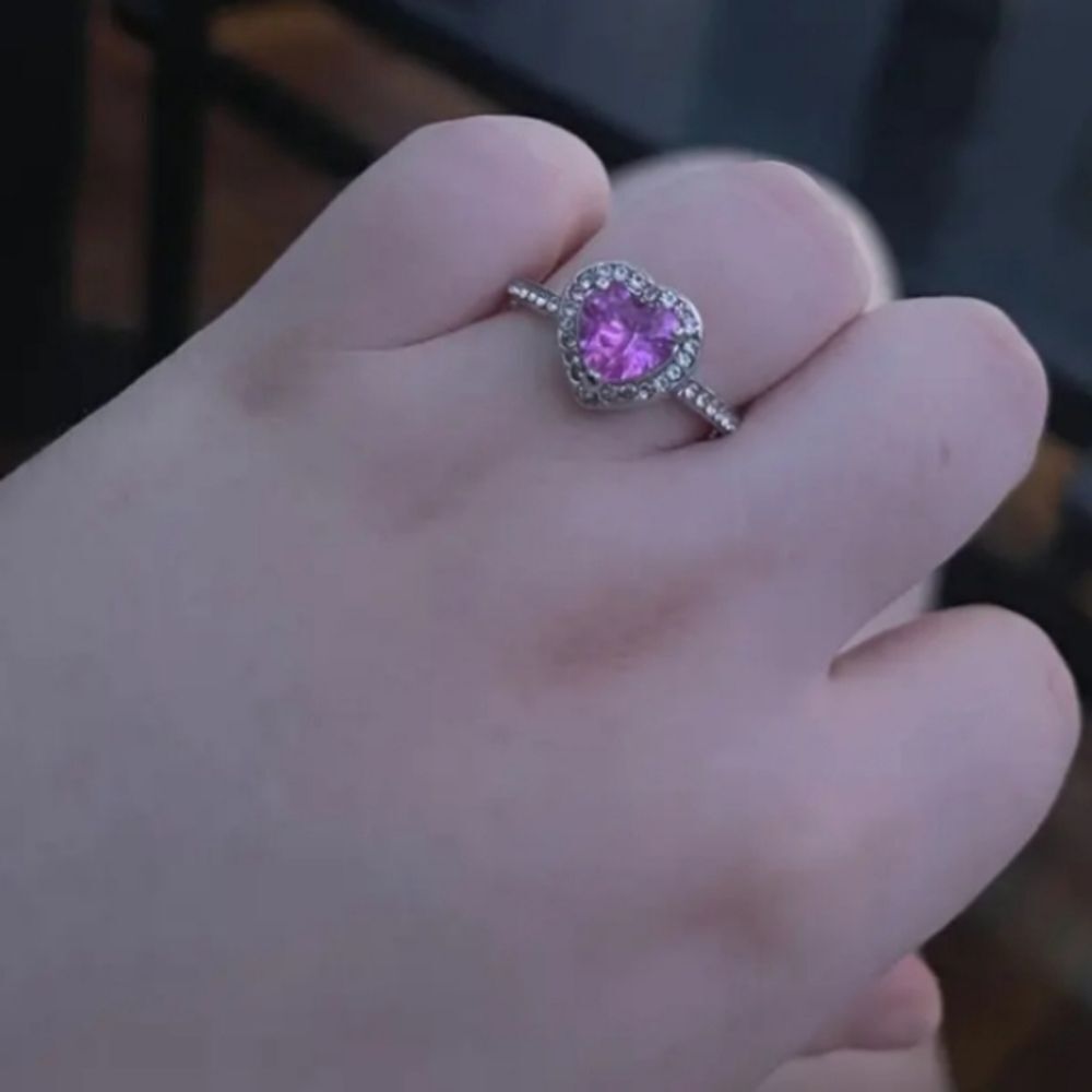 Pink Diamond Trendy heart promise ring sz 7 - Picture 10 of 16